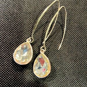 Fishhook earrings. Silver with large crystals.